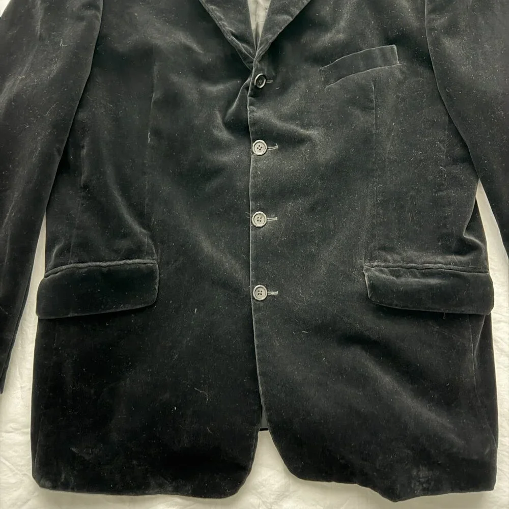 VINTAGE Ciro Citterio Black Velvet Blazer Jacket Large / 42 Reg